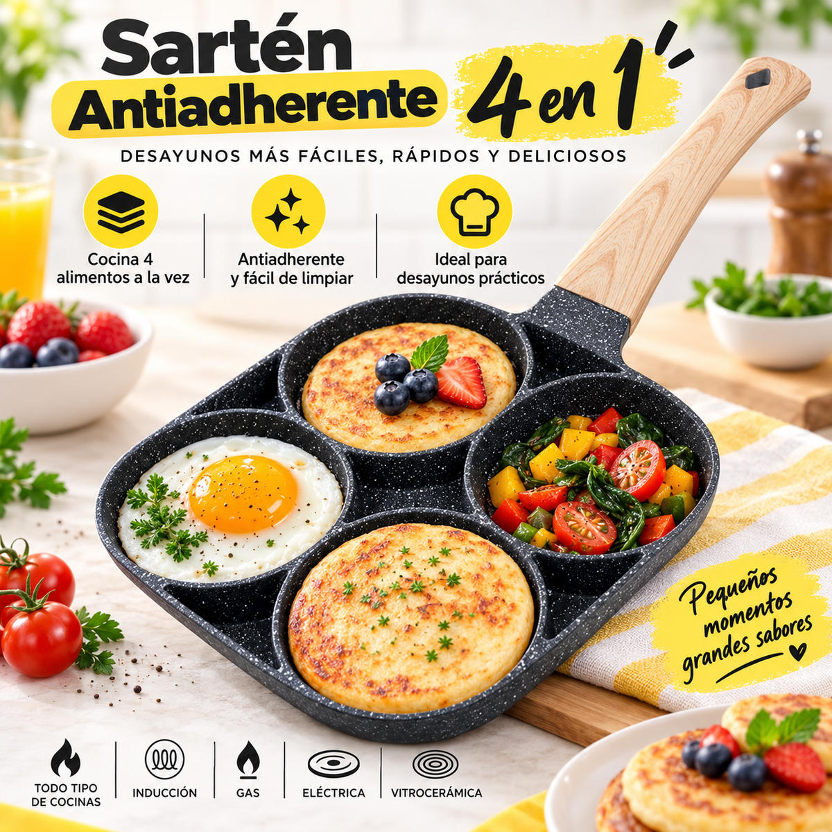 Sartén Antiadherente 4 en 1 🍳✨